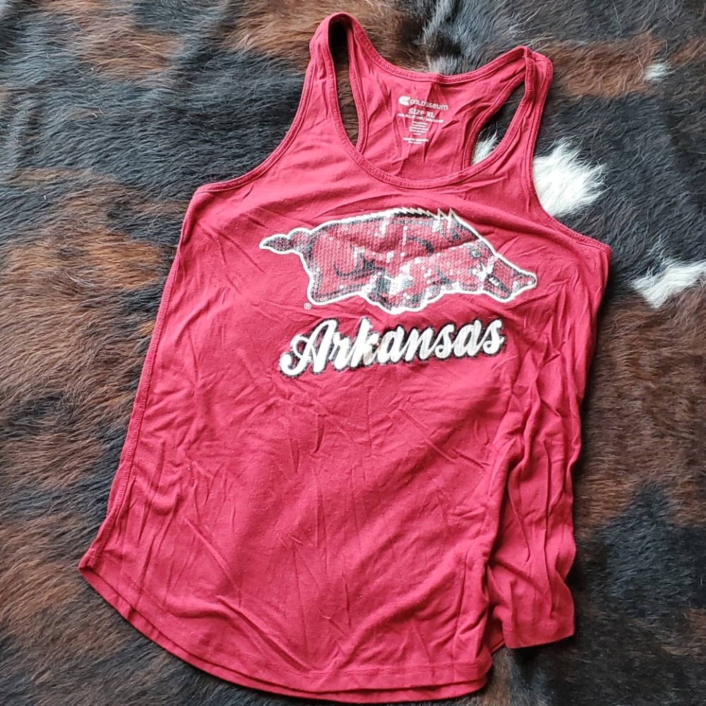 Sequin Arkansas Hogs XL top